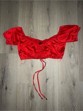 Jagger & Stone Red Satin Crop Top size 12